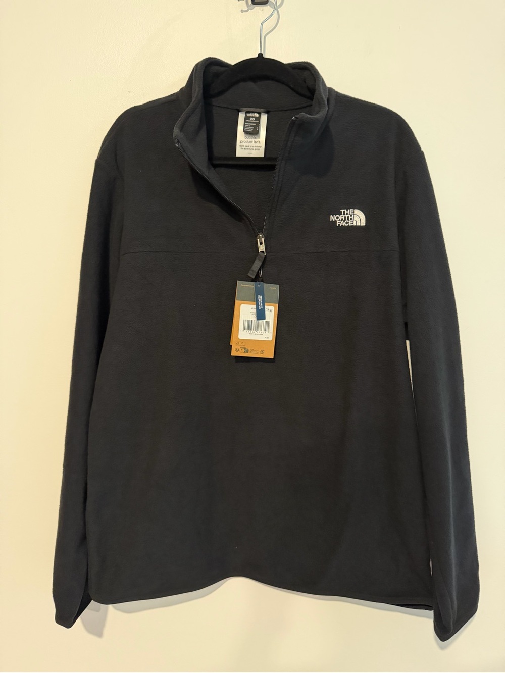 NWT The North Face Men's Anchor Black Quarter-Zip Fleece Pullover Size Large